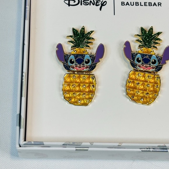 Disney Pixar Lilo & Stitch Hawaiian Baublebar Earrings Sparkling Pineapple - Picture 3 of 4
